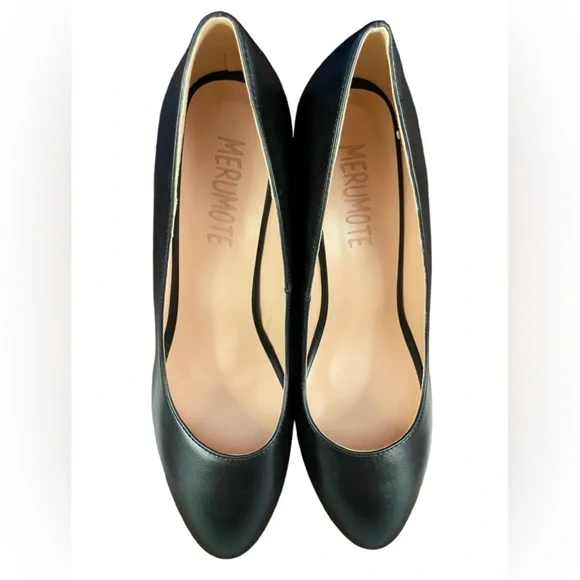 SIZE 11 MERUMOTE BLACK NEW IN BOX 3 1/4” WEDGE HEELS - Picture 2 of 3